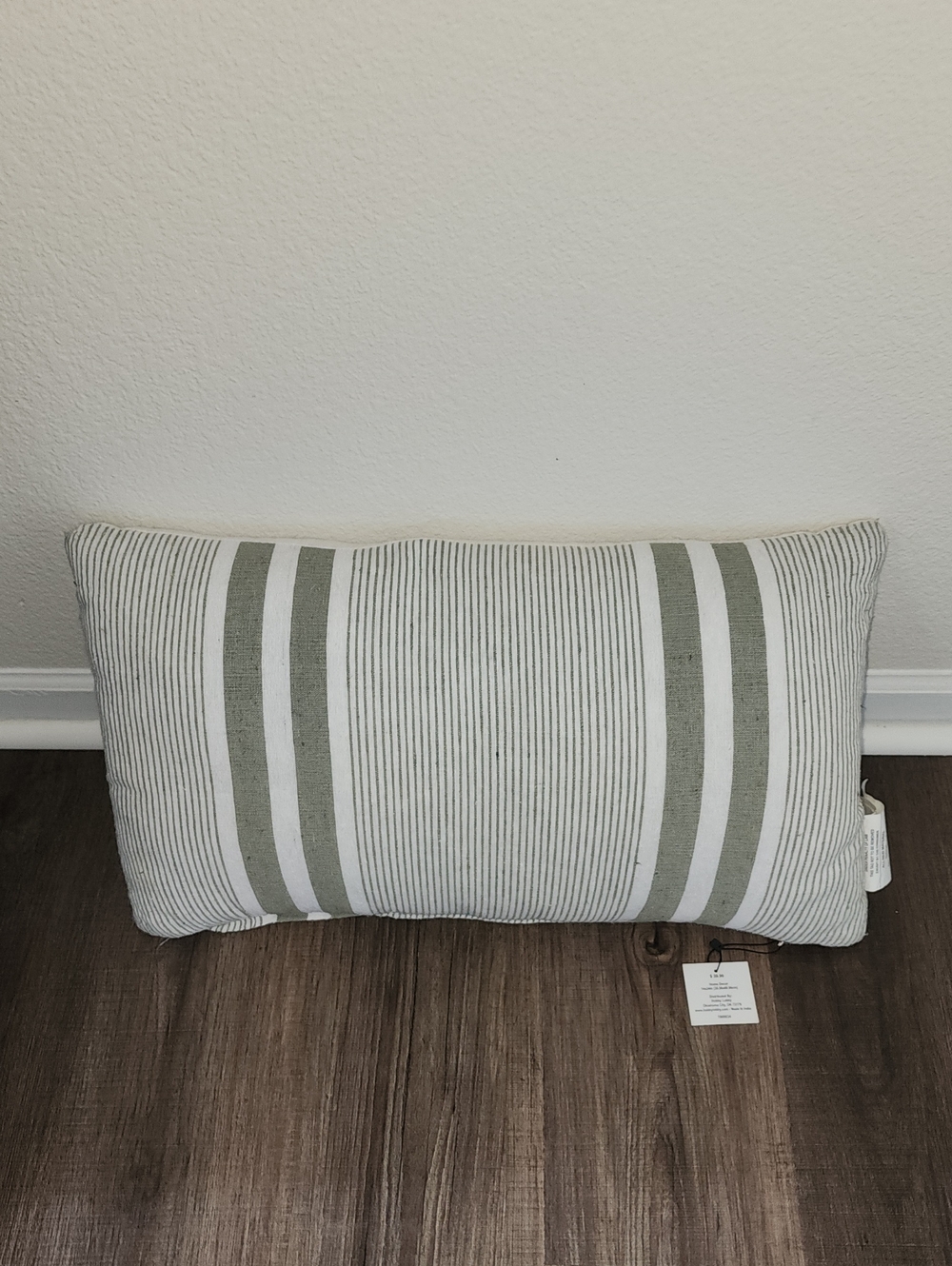 Hobby Lobby Green and White Striped Lumbar Pillow 14X24